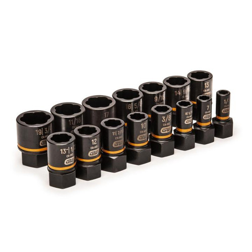GEARWRENCH 15pc BOLT BITER™ Impact Extraction Socket Set 84783
