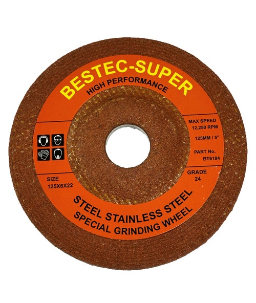 BESTEC Orange Ceramic Stainless Steel Grinding Disc 125mm 24g
