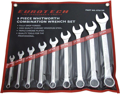 Eurotech 9pc Whitworth Spanner set Trade Quality ET61700