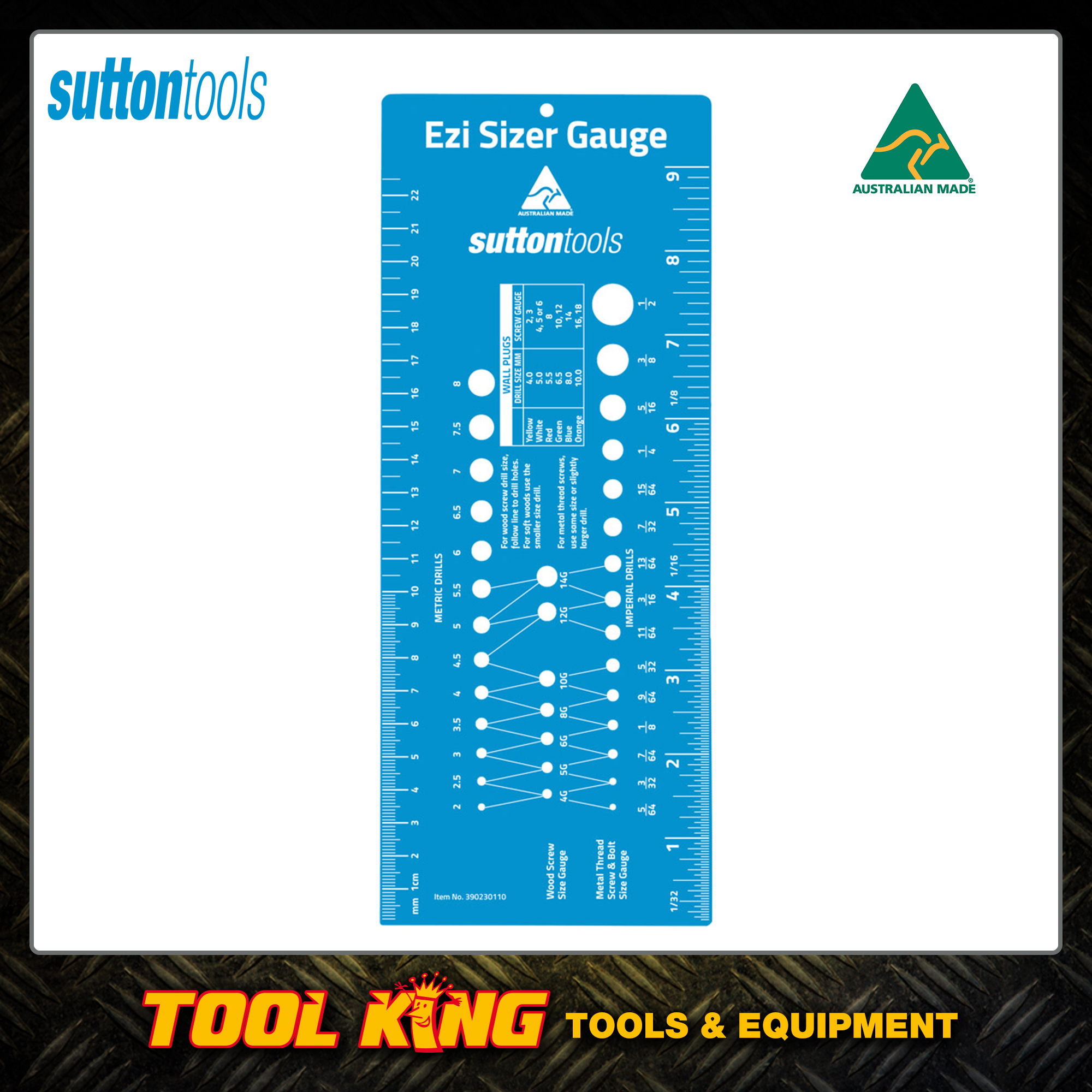 Sutton Steel Ruler Sutton Ezy Sizer gauge ruler for bolts screw drills etc M810 0110 ...