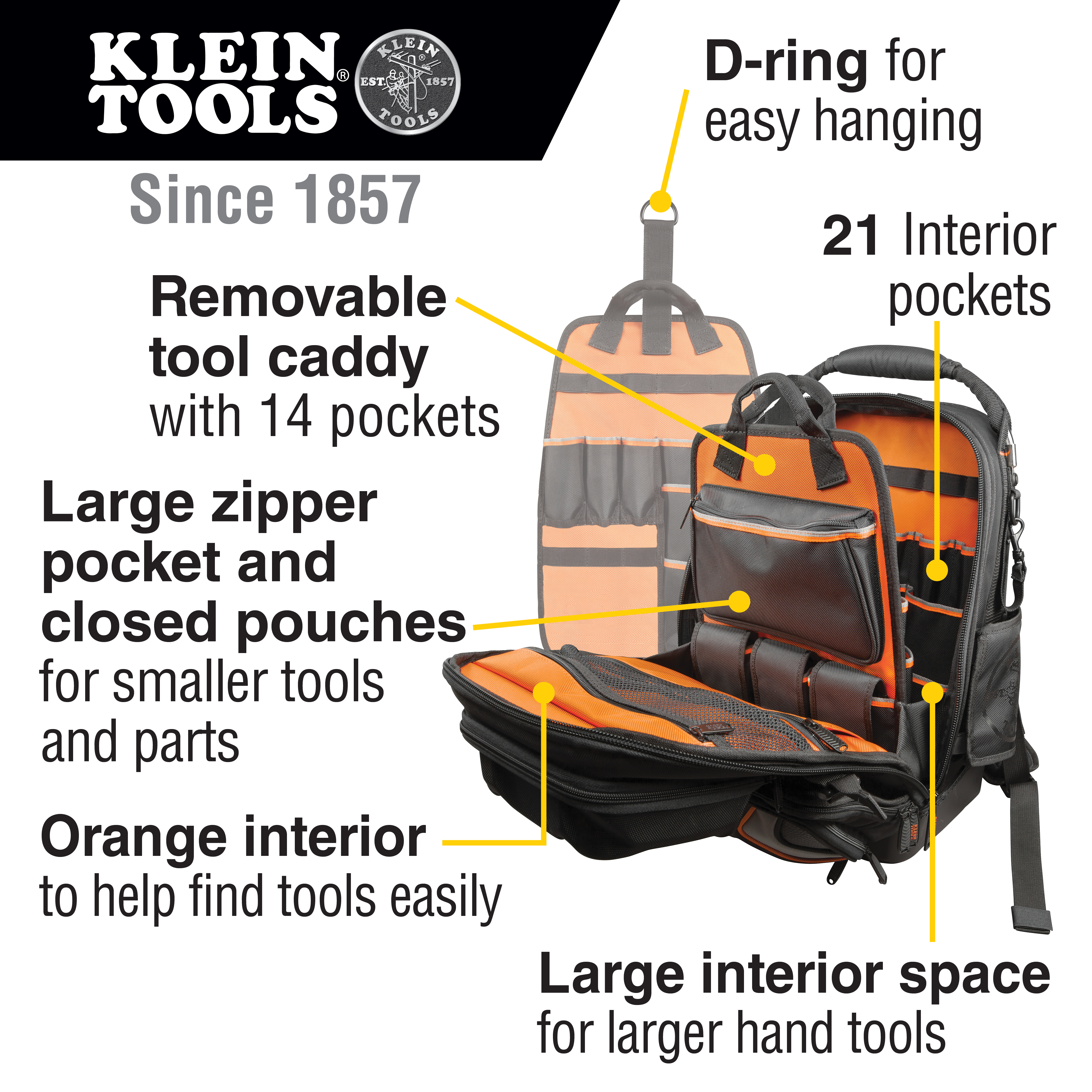 Electrician Klein Tool Bag Klein 39 Pocket Backpack Klein Tools