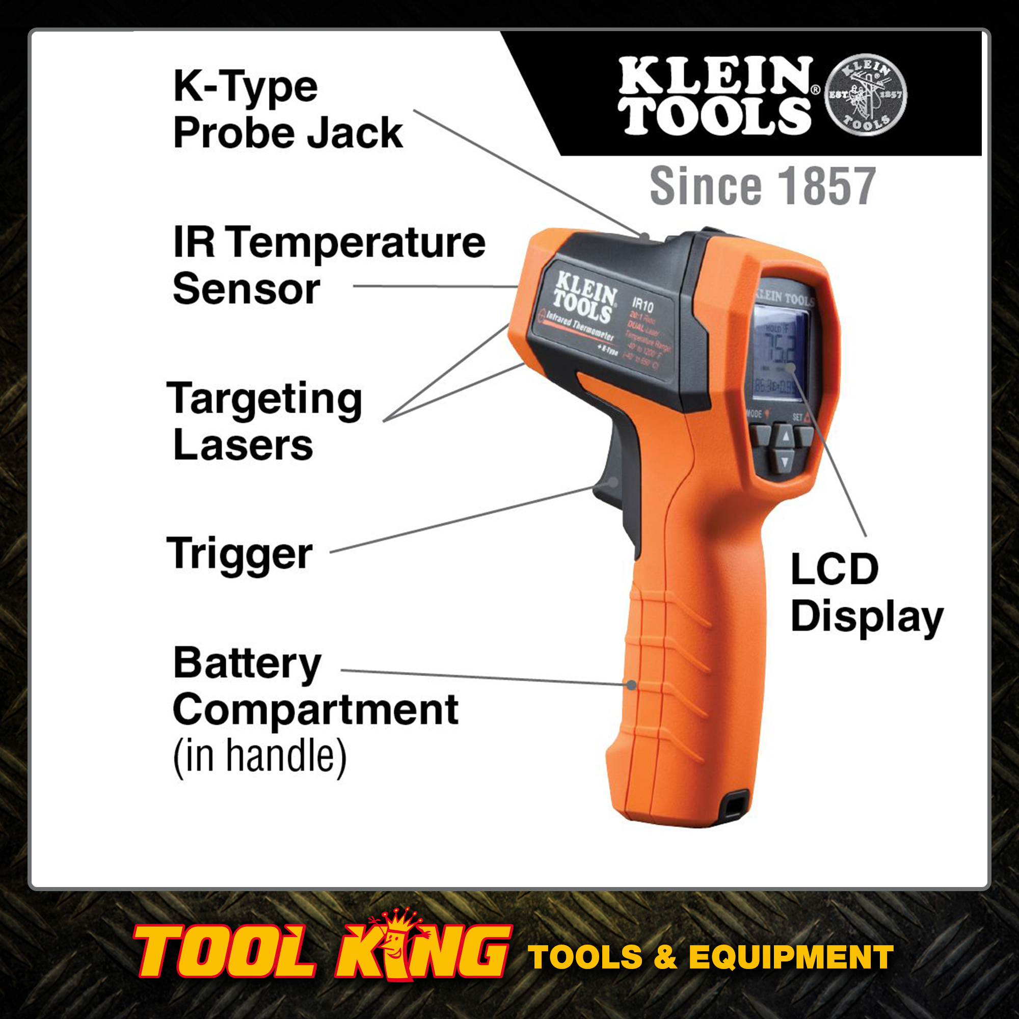 Klein Dual Laser Infrared Thermometer IR10 - Robson's Tool King Store
