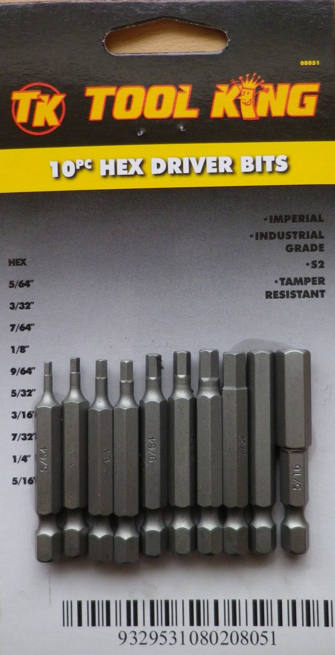 DRIVER BIT SET 10pc Hex imperial Robson's Tool King Store