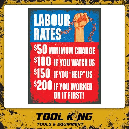 Retro Metal Man Cave Sign - Rates - Robson's Tool King Store
