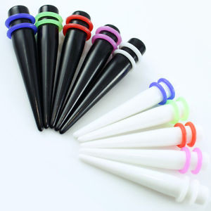 Colored O-Ring Acrylic Ear Taper Kit - 9 piece or 18 piece - 1.6mm-10mm (14G-00G)