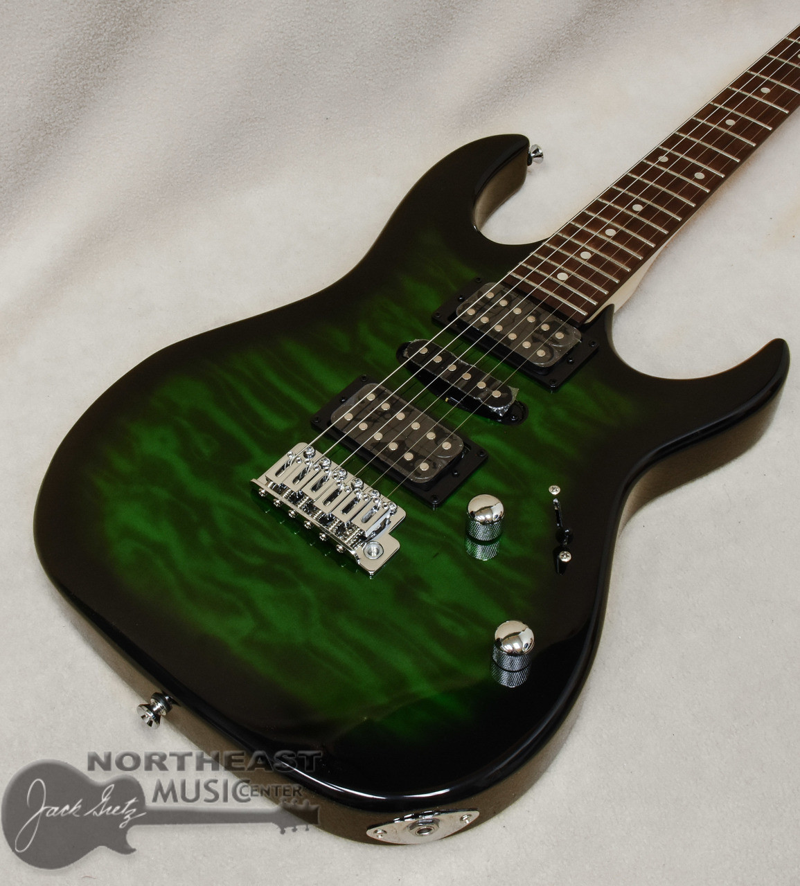 Ibanez GRX70QA Electric Guitar Transparent Emerald Burst