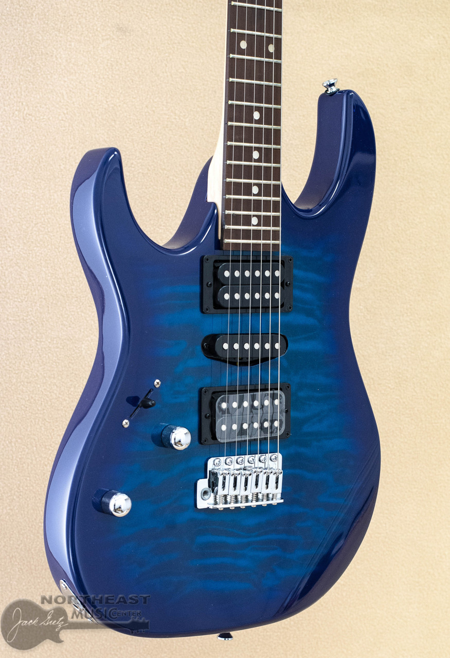 Ibanez GRX70QAL Gio Electric Guitar - Transparent Blue Burst Lefty