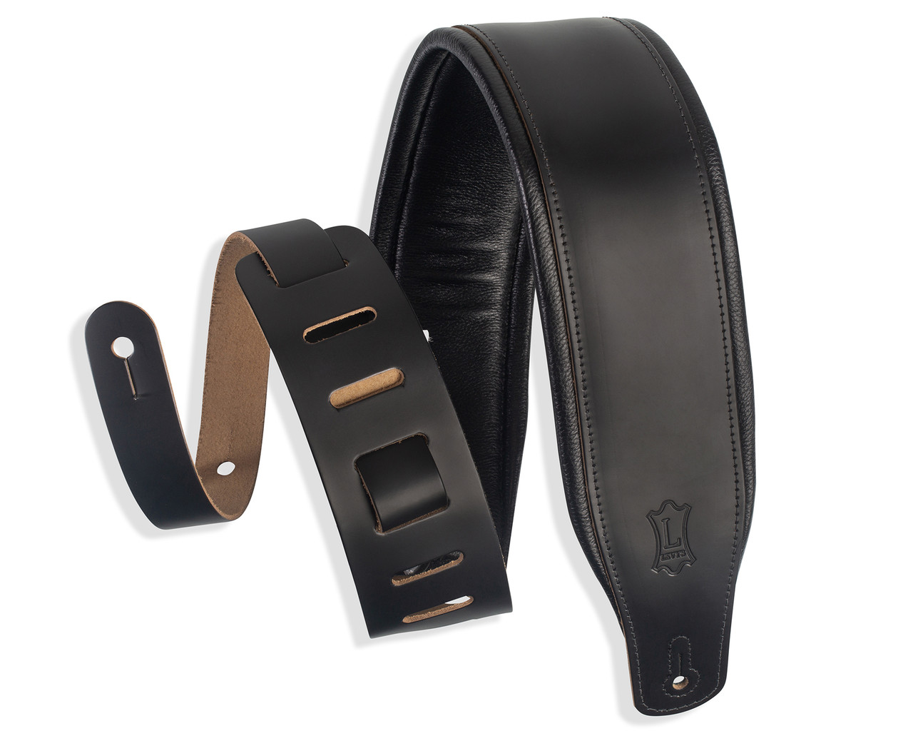 Levy's Classic Series Favorite 3 Padded Leather Guitar Strap - Black