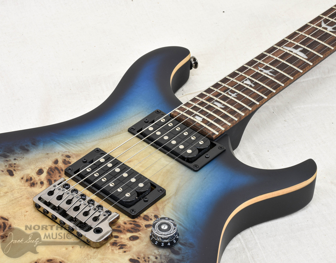 PRS SE Exotic Series Custom 24-08 Poplar Burl - Lake Blue