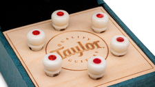 Taylor  7260-4 Bridge Pin Set, 5inch Taper, Bone, White w Red Opal | Northeast Music Center Inc.