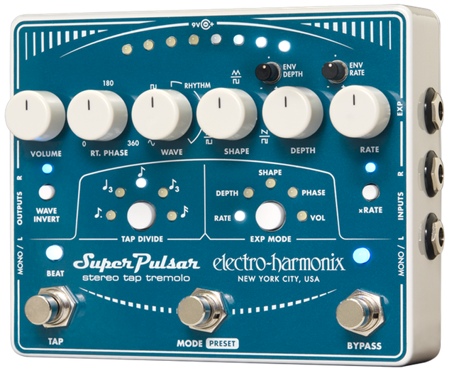 EHX Super Pulsar Stereo Tap Tremolo | Electro-Harmonix Effects Pedal - Northeast Music Center Inc.