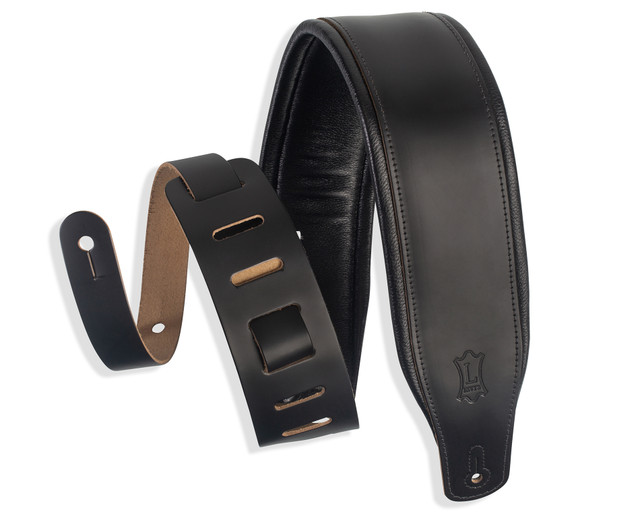 Levy's Classic Series Favorite 3" Padded Leather Guitar Strap - Black | Northeast Music Center Inc.