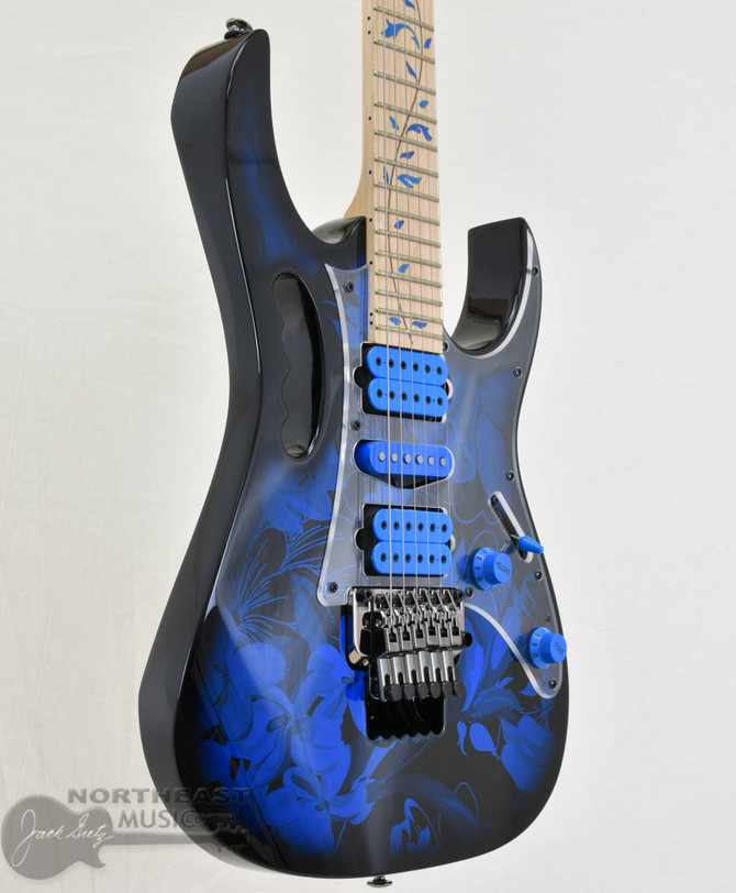 Ibanez Premium JEM77P Steve Vai Signature - Blue Floral Pattern | Ibanez Floyd Rose Trem Electric Guitar - Northeast Music Center Inc. 