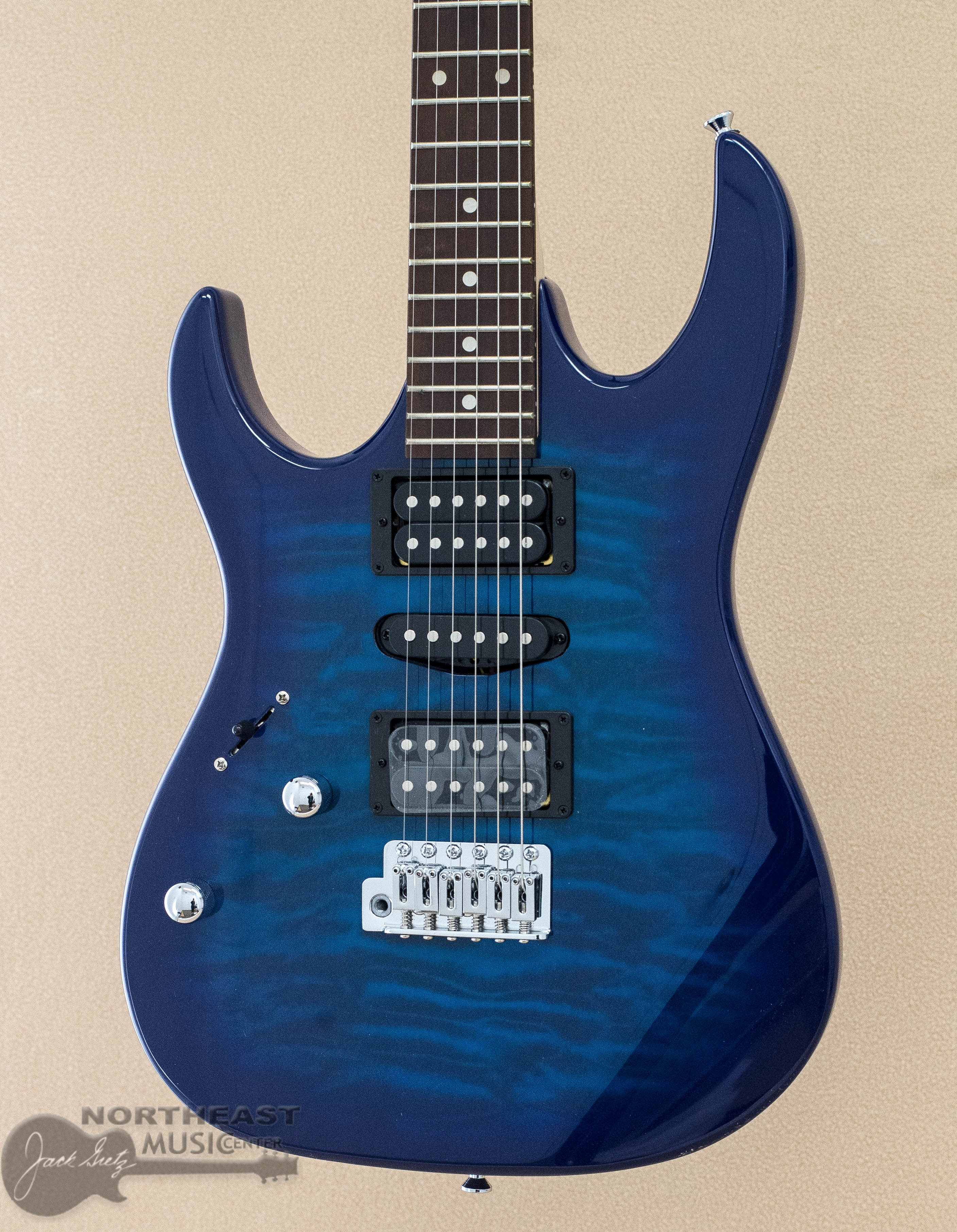 Ibanez GRX70QAL Gio Electric Guitar - Transparent Blue Burst Lefty