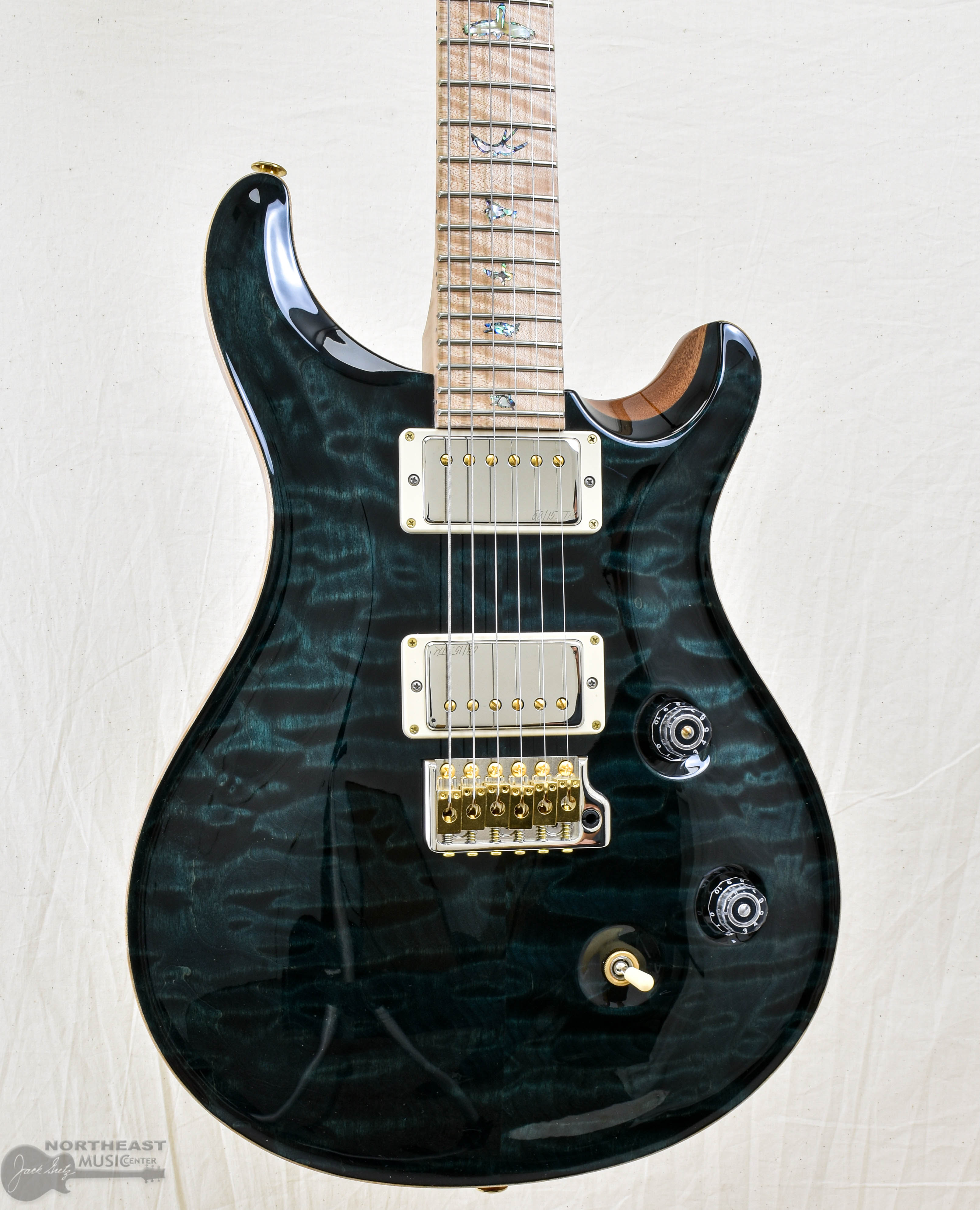 PRS Guitars Wood Library Custom 24 Fatback Quilt - Teal Black 10 Top