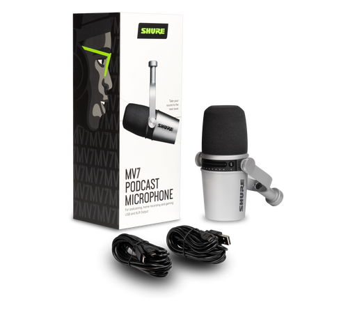 Shure MV7-S XLR⁄USB Dynamic Podcast Microphone - Silver Shure MV7-S XLR⁄USB Dynamic Podcast Microphone - Silver