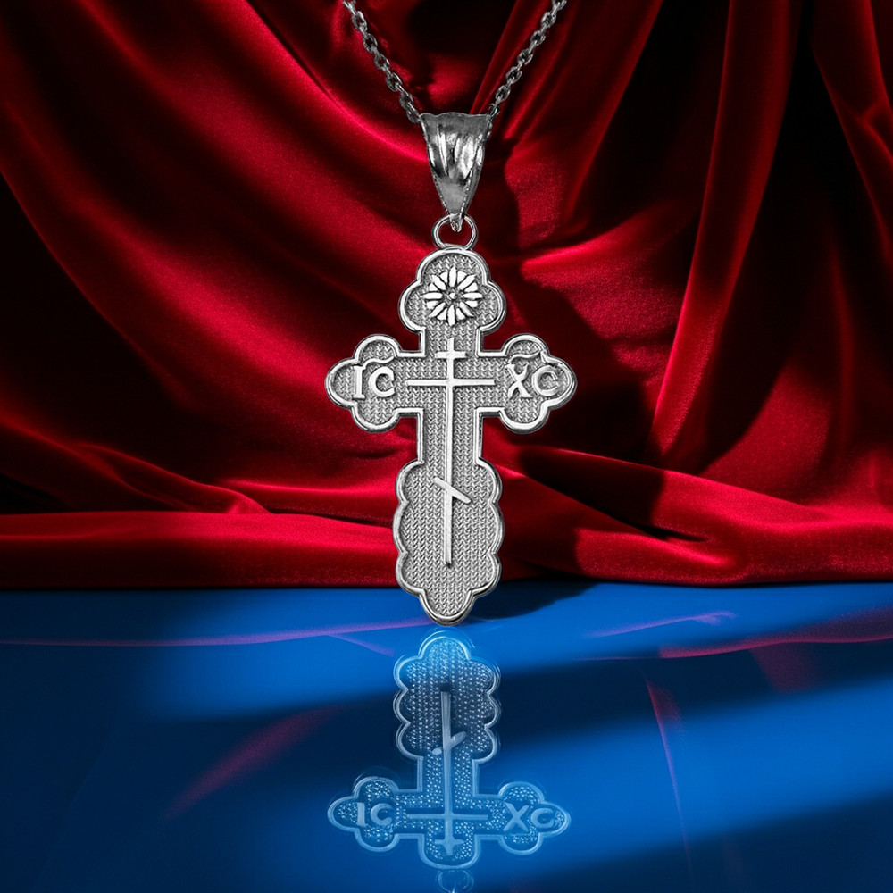 Sterling Silver St Olga Cross Christian Faith Pendant Necklace