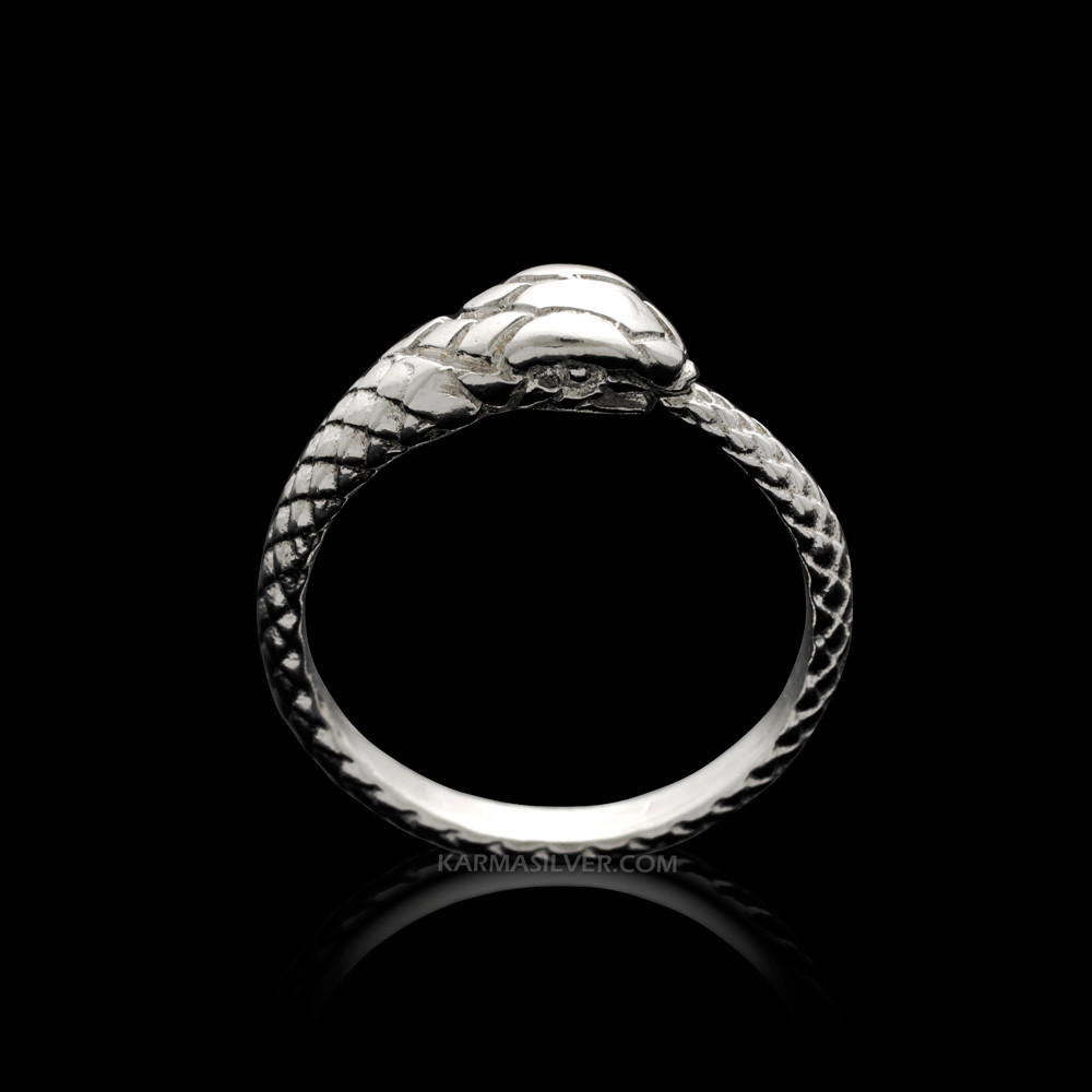 Sterling Silver Ouroboros Tail Biting Snake Ring
