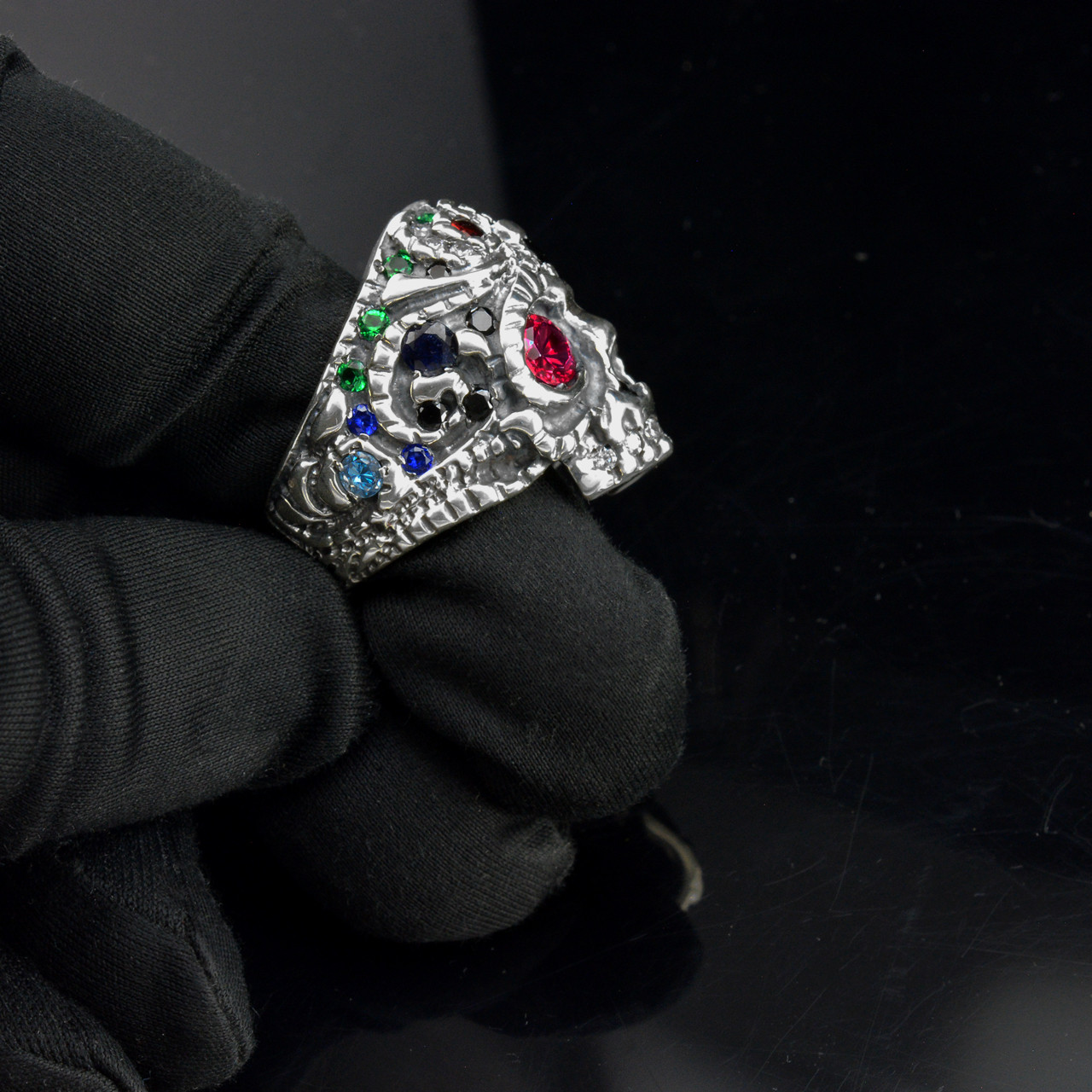 sugar skull ring シルバー925 Calavera Sugar Skull Ring - 925 Sterling Silver – Serpent Forge