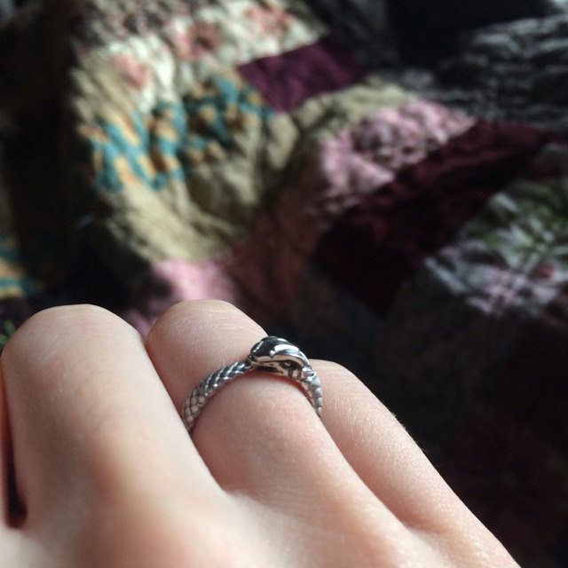 Sterling Silver Ouroboros Tail Biting Snake Ring