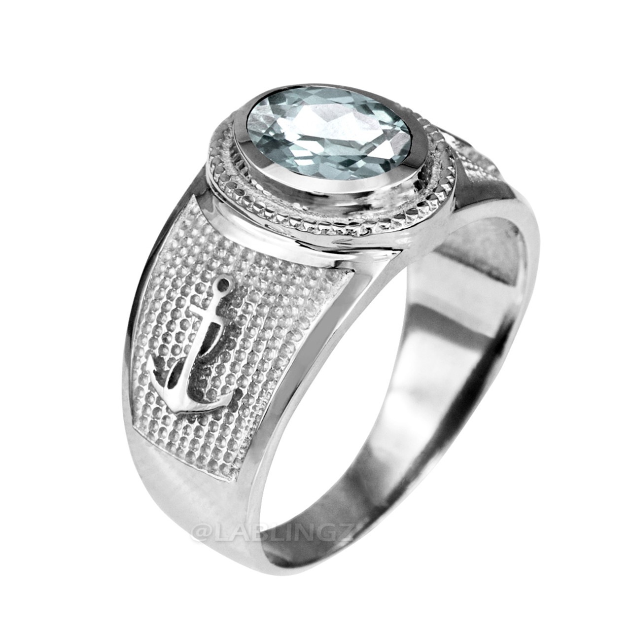 ☆TATIANA☆ Silver 925 birthstone round bezel one-touch earr Sterling Silver Mariner Anchor CZ Birthstone Ring