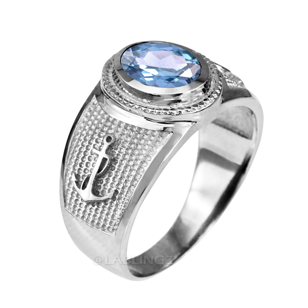 ☆TATIANA☆ Silver 925 birthstone round bezel one-touch earr Sterling Silver Mariner Anchor CZ Birthstone Ring