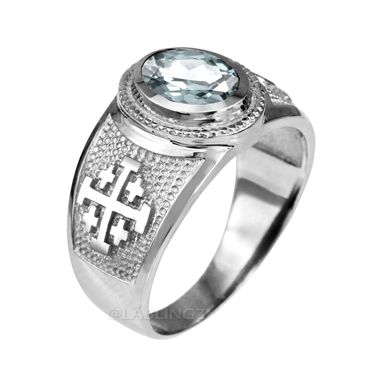 Sterling Silver Jerusalem 'Crusaders' Cross Band Oval Color