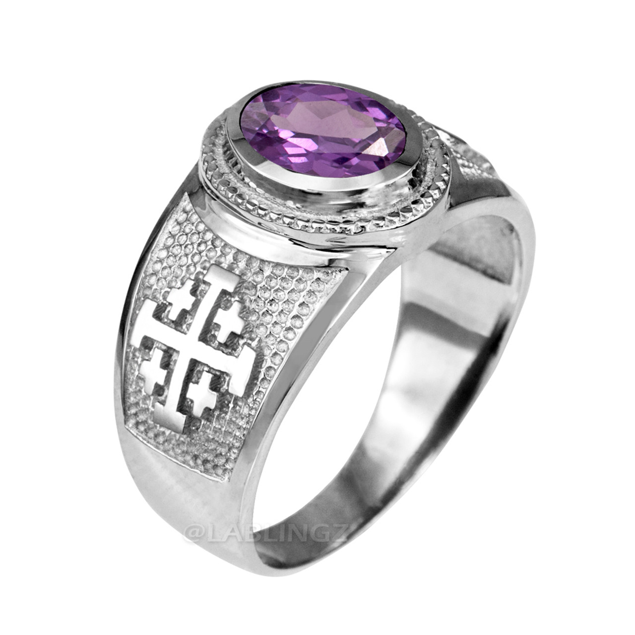 Sterling Silver Jerusalem 'Crusaders' Cross Band Oval Color