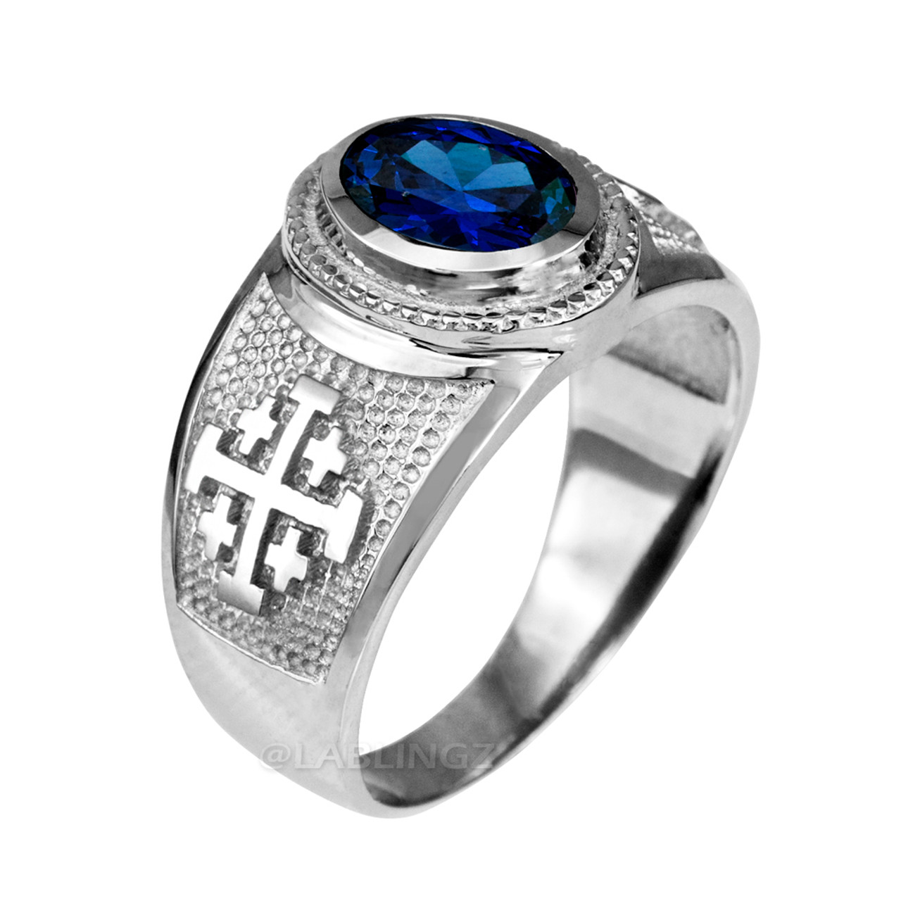 Sterling Silver Jerusalem 'Crusaders' Cross Band Oval Color