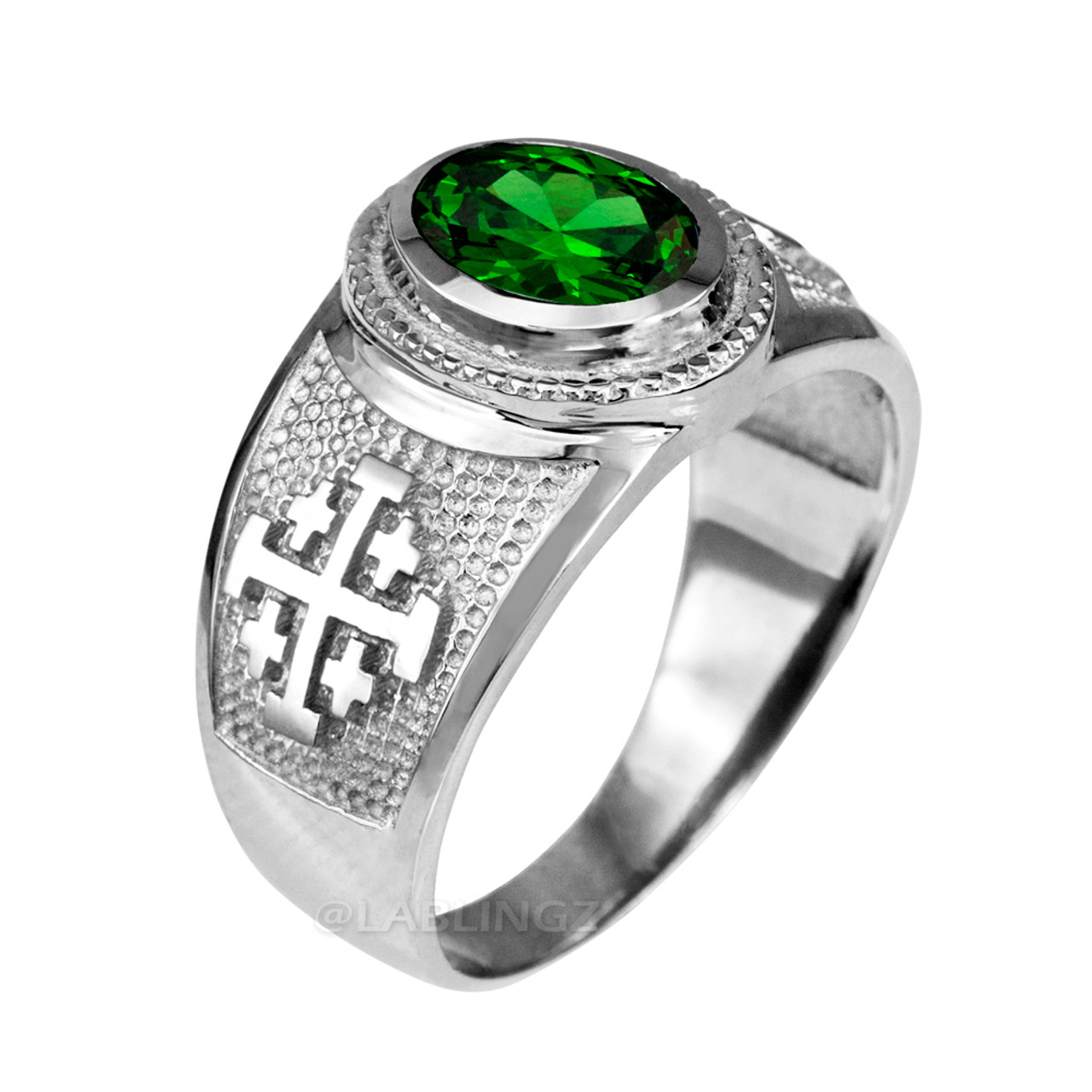Sterling Silver Jerusalem 'Crusaders' Cross Band Oval Color