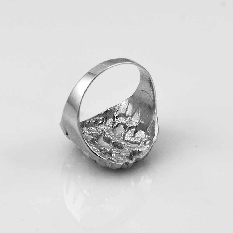 Sterling Silver Textured Nugget Mens Ring