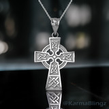 Celtic Cross Charm Necklace in Sterling Silver