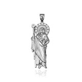 Sterling Silver St. Jude CZ Pendant (S/M/L)