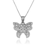 Sterling Silver Filigree Butterfly Charm Necklace