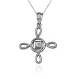 Sterling Silver Adinkra SunSum African Pendant Necklace
