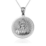 Sterling Silver Hindu Goddess Lakshmi (Luxmi) Coin Pendant Necklace
