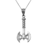 Sterling Silver Viking Tomahawk Axe Pendant Necklace
