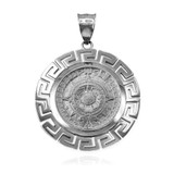 Sterling Silver Aztec Mayan Sun Calendar Pendant
