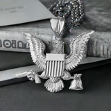Sterling Silver Eagle Gun Money Bag Mens Large DC Hip-Hop Pendant
