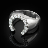 Silver CZ Lucky Horseshoe ring