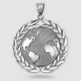 Sterling Silver World Map Globe Hip-Hop Pendant (S/L)