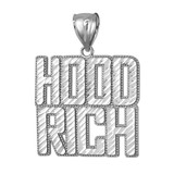 Sterling Silver HOOD RICH Hip-Hop DC Pendant