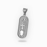 Sterling Silver Egyptian Symbols Eye of Horus, Ankh and Scarab Beetle Amulet Pendant Necklace