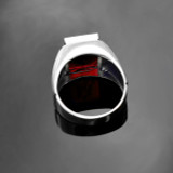 Sterling Silver Freemason Red CZ Square & Compass Masonic Mens Ring