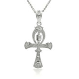 Sterling Silver Egyptian Ankh 3D Charm Necklace