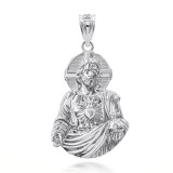 Sterling Silver Sacred Heart  of Jesus Christ Pendant