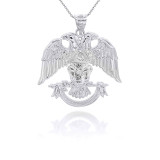 Sterling Silver Scottish Rite Double Headed Eagle Pendant Necklace