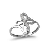 Sterling Silver Ribbon Cross CZ Infinity Ring