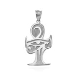 Sterling Silver Egyptian Eye Of Horus Ankh Pendant Necklace