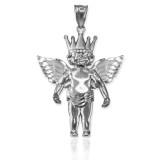Sterling Silver Crown Angel DC Pendant (2 sizes)